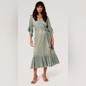 Apricot Lace Ruffle Wrap Midi Dress Size 6